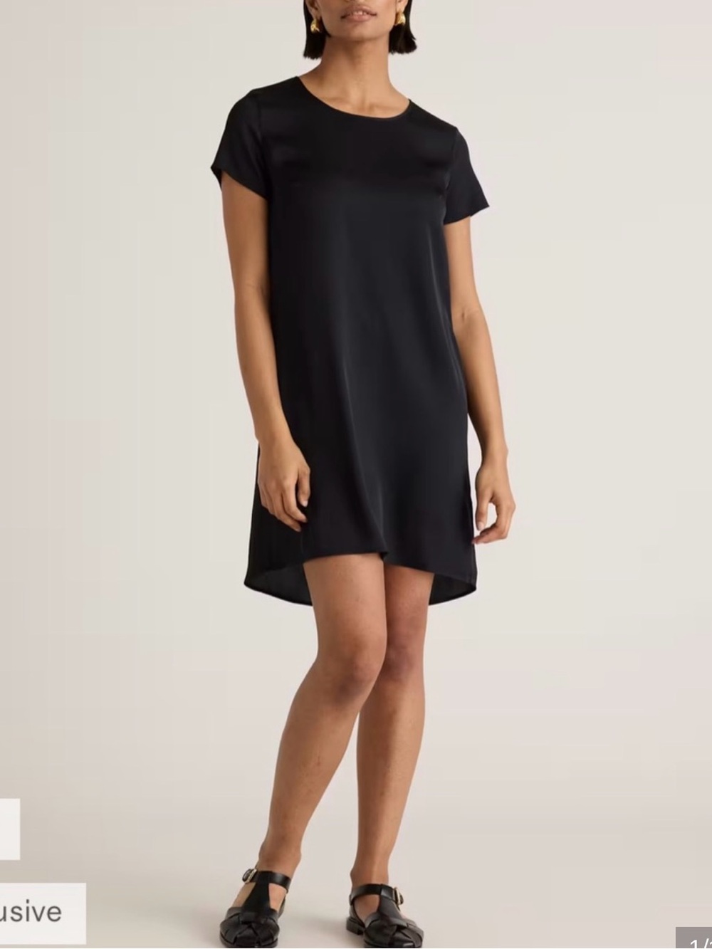 Quince Women’s Washable Silk Blend Short Sleeve Black Mini Tee Dress Size XS